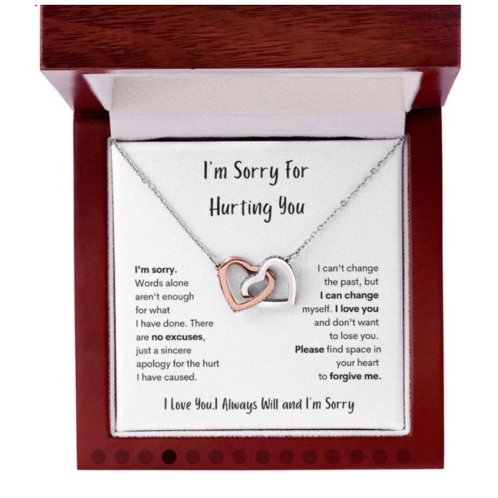 💖 “I’m Sorry For Hurting You” Interlocking Hearts Necklace – Apology & Love Gift